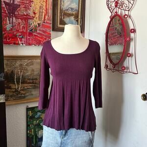 studio m purple knit long sleeve babydoll sweater